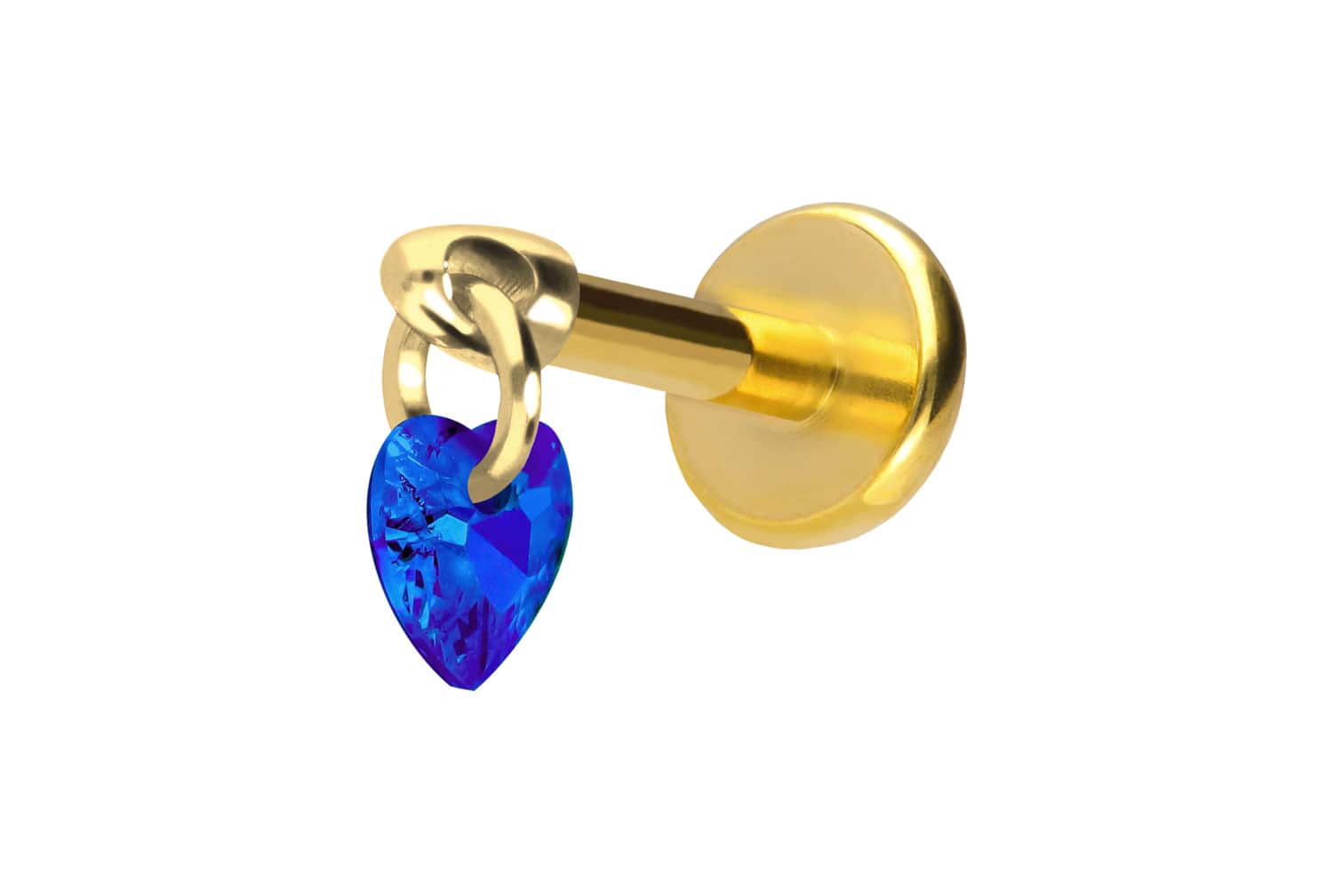 Titan Labret Piercing mit Push Fit KRISTALLHERZ